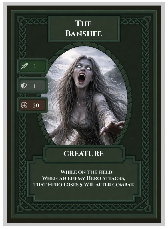 The printed Banshee Celtic Clash card