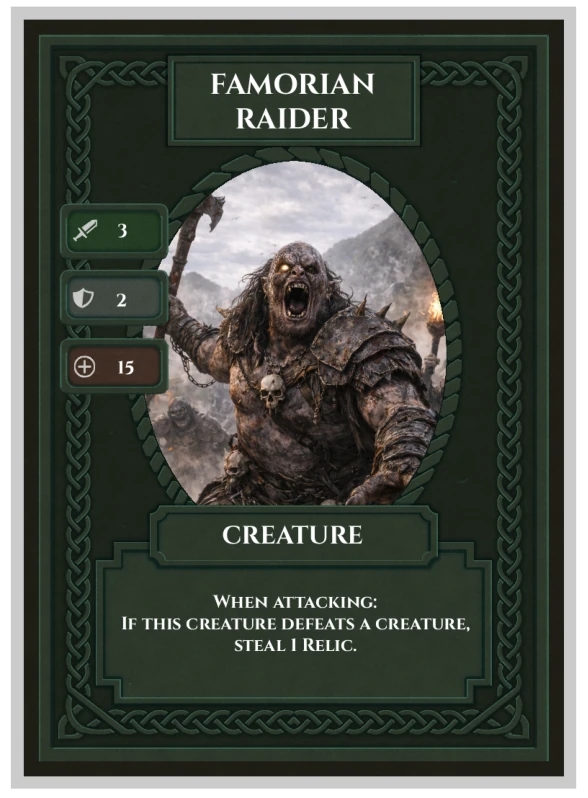 The printed Fomorian Raider Celtic Clash card