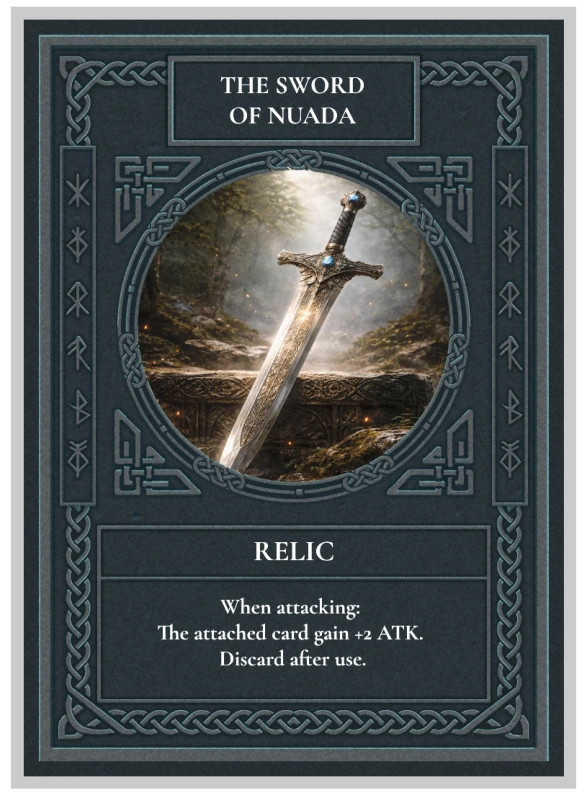 The printed Sword of Nuada Celtic Clash card